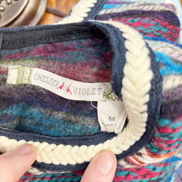 Chelsea & Violet Multicolor Yarn Cropped Top Women’s Medium Back Zipper - Picture 5 of 5